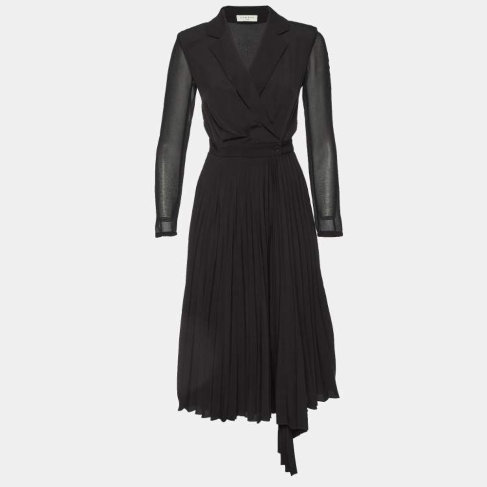 Sandro Paris dual-material long sleeved dress- size 36